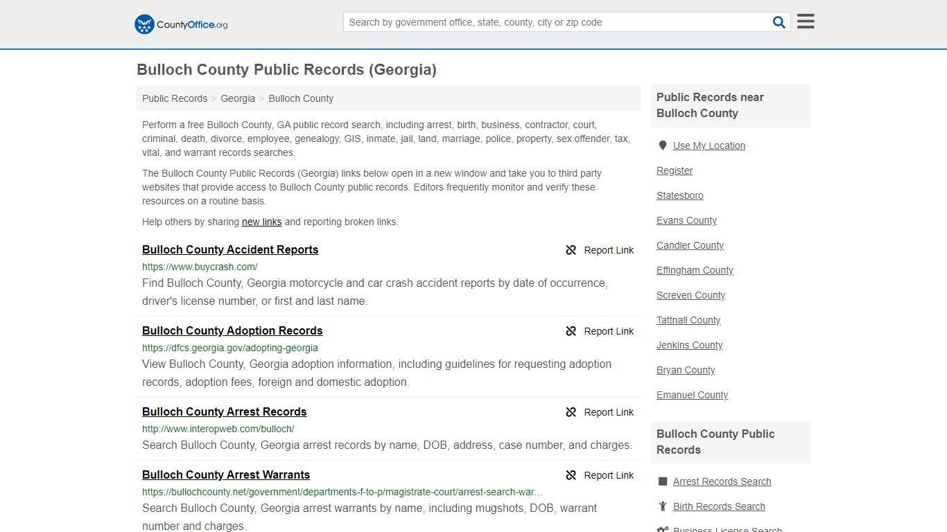 Public Records - Bulloch County, GA (Business, Criminal ...