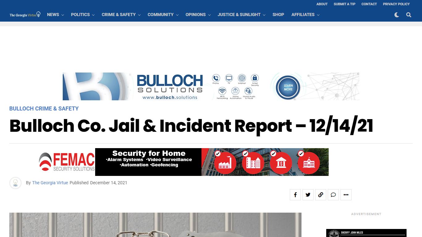 Bulloch Co. Jail & Incident Report – 12/14/21 - The ...